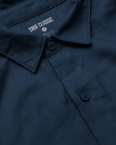 Linen Short Sleeve Shirt - Navy