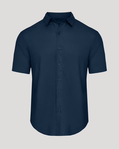 Linen Short Sleeve Shirt - Navy