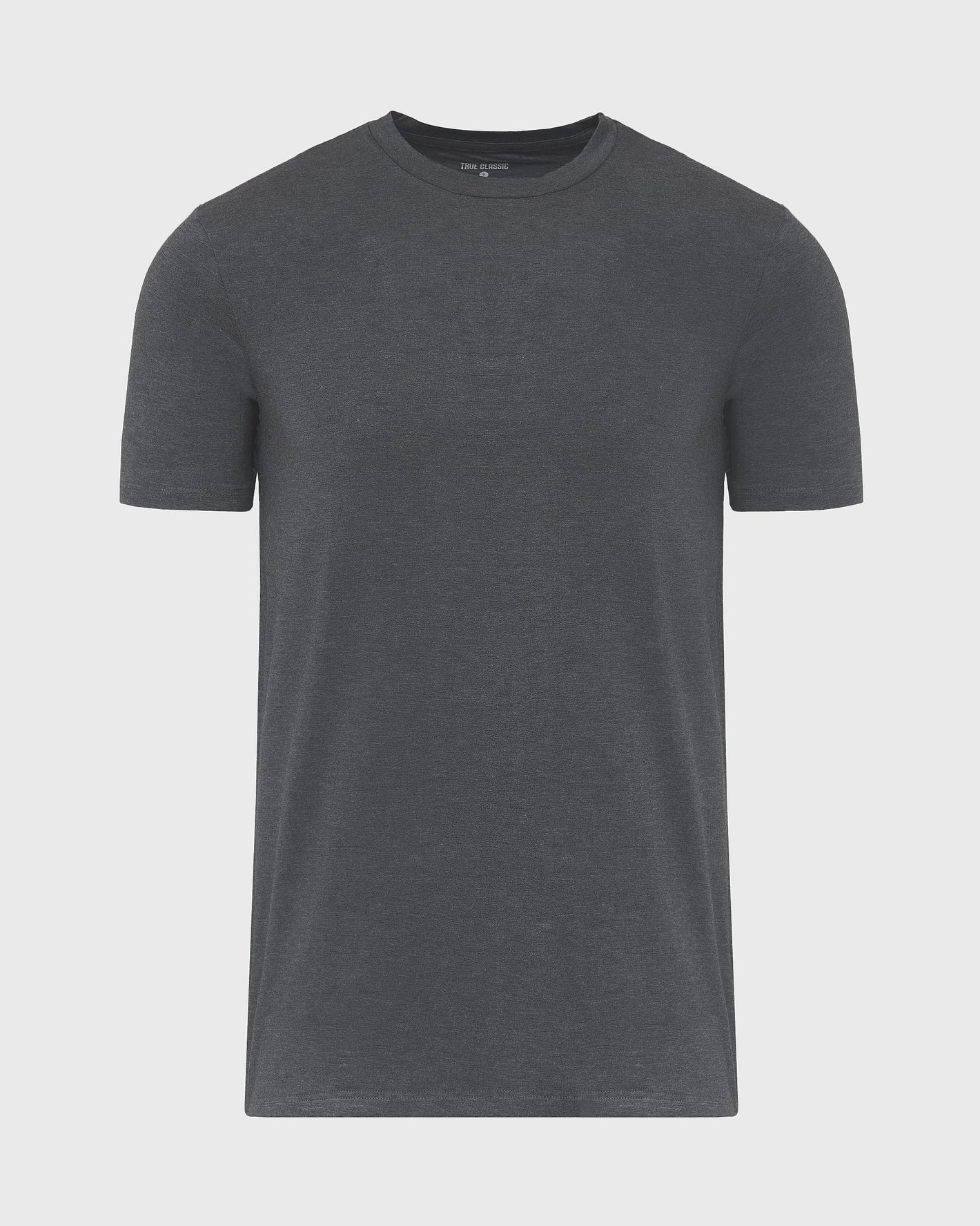 Charcoal Heather Gray Short Sleeve Loungewear Tee against light gray background.
