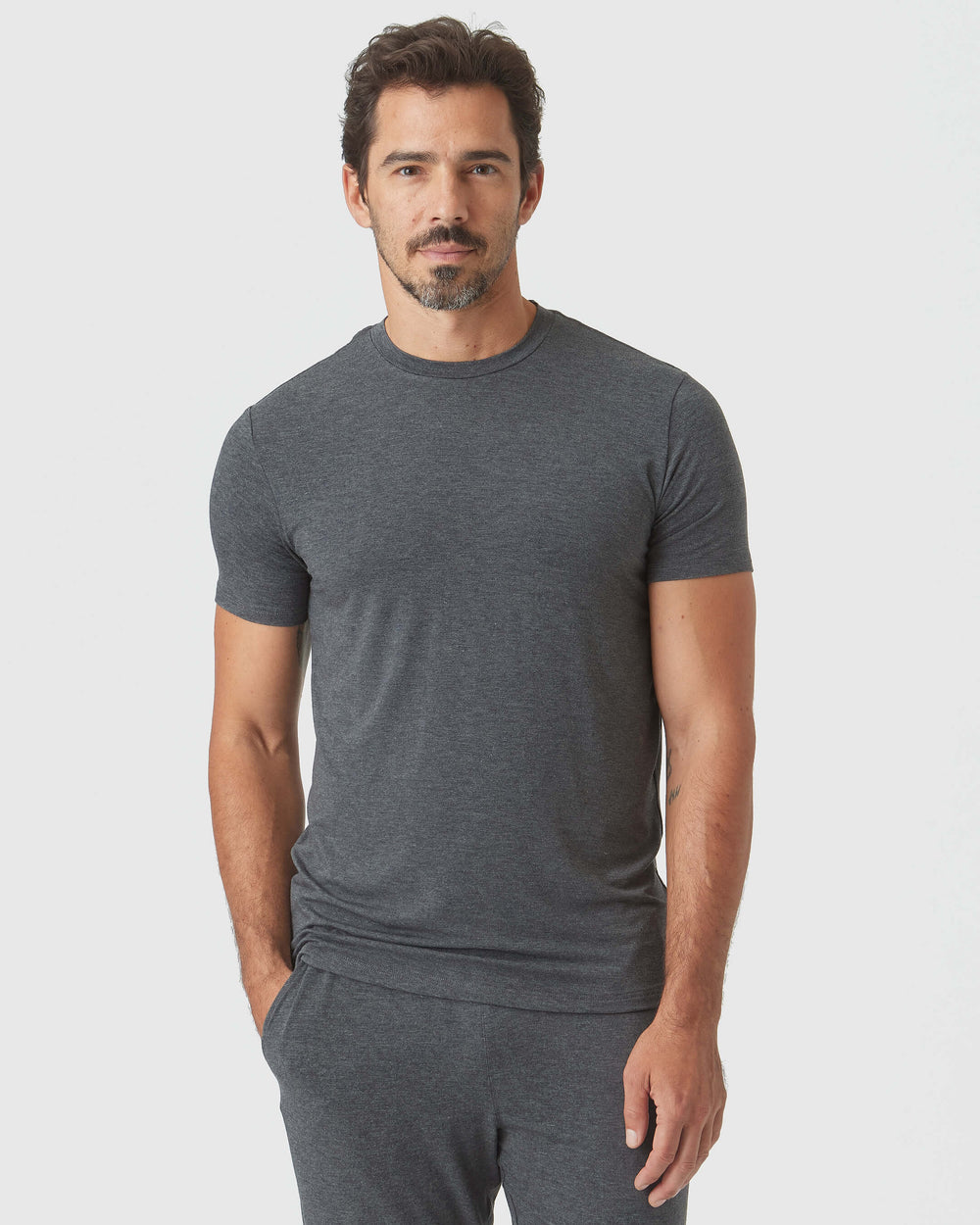 Charcoal Heather Gray Loungewear Short Sleeve Tee And Pant Set