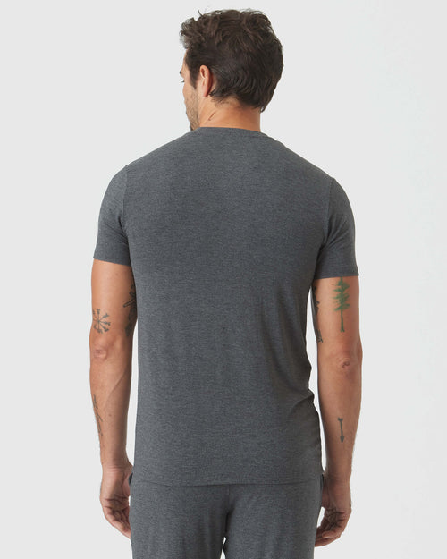 Charcoal Heather Gray Loungewear Short Sleeve Tee And Pant Set