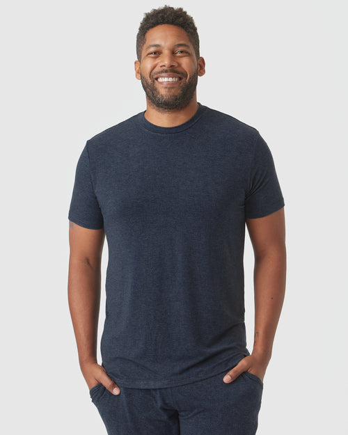 Heather Navy Short Sleeve Loungewear Tee