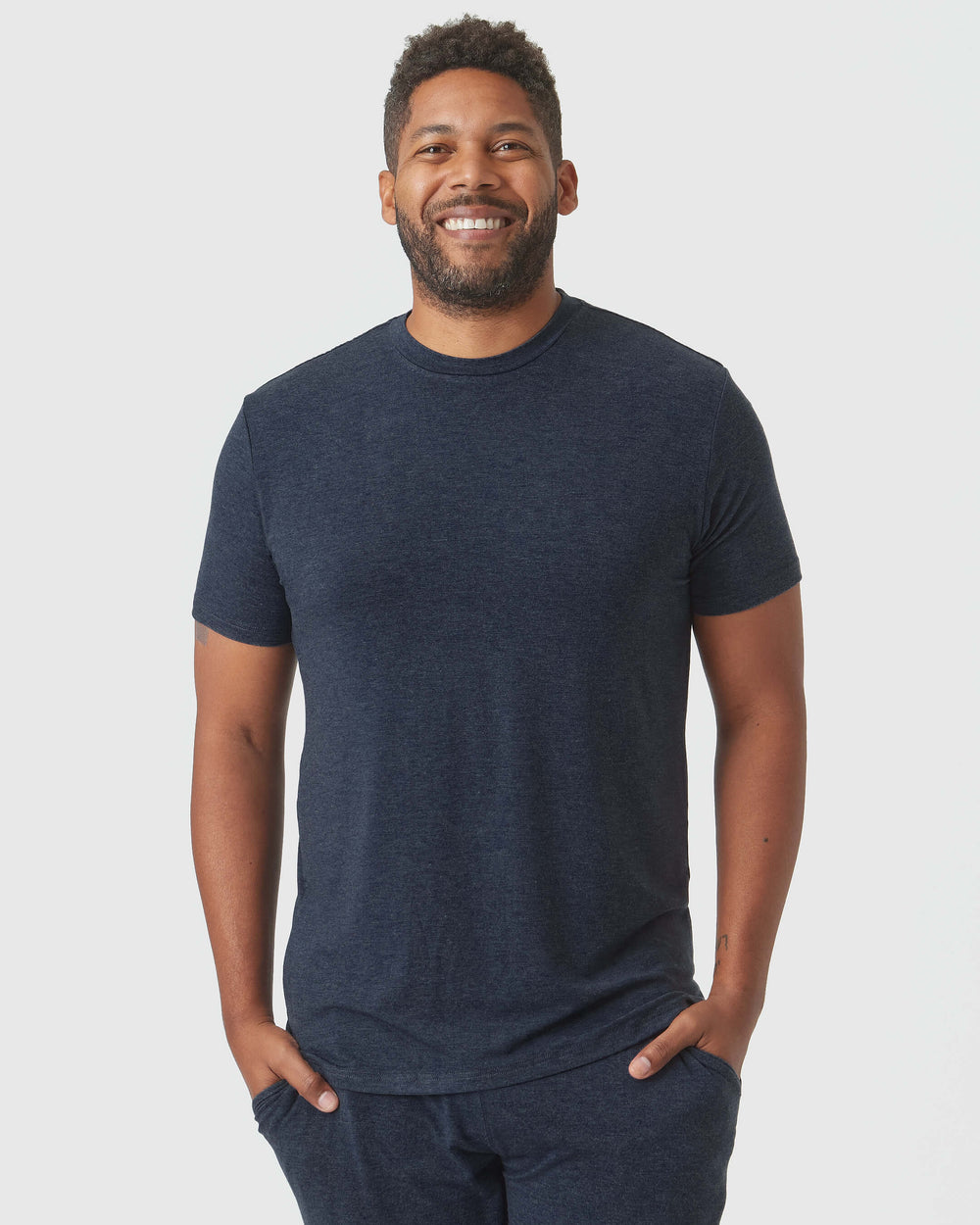 Heather Navy Loungewear Short Sleeve Tee And Pant Set