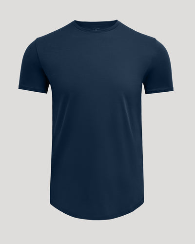 Pima Curved Hem Crew Neck - Navy