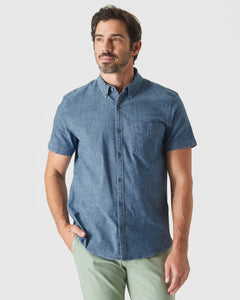 True ClassicLight Indigo Wash Short Sleeve Stretch Chambray Shirt