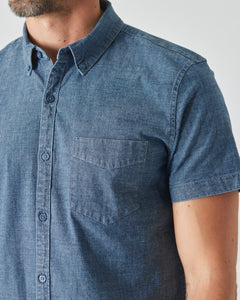 True ClassicLight Indigo Wash Short Sleeve Stretch Chambray Shirt