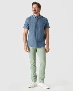 True ClassicLight Indigo Wash Short Sleeve Stretch Chambray Shirt