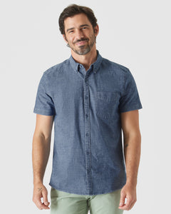 True ClassicMedium Indigo Wash Short Sleeve Stretch Chambray Shirt