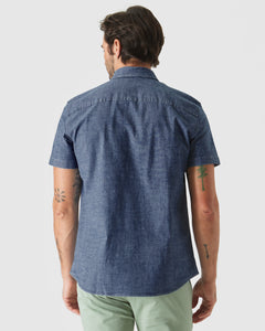 True ClassicMedium Indigo Wash Short Sleeve Stretch Chambray Shirt