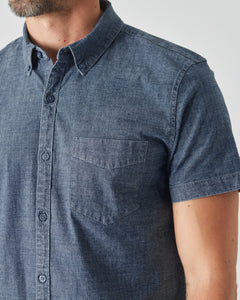 True ClassicMedium Indigo Wash Short Sleeve Stretch Chambray Shirt