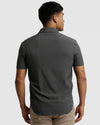 Charcoal Heather Gray Short Sleeve Ripstop Commuter Shirt on model's back.
