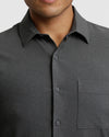 Charcoal Heather Gray Short Sleeve Ripstop Commuter Shirt with chest pocket.
