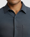 Navy & Fiord Ripstop Shirt, textured, breathable, button-up, visible collar.
