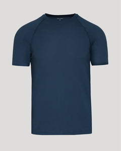 True ClassicNavy Active Mesh Crew T-shirt in waffle-knit fabric with raglan sleeves.