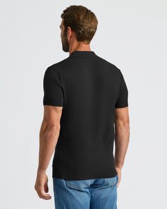 True ClassicMan wearing Black Dressy Polo with ribbed hem and cuffs.