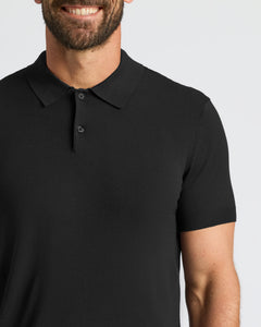 True ClassicMan wearing Black Dressy Polo, showcasing short sleeves and collar.