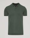 Moss Dressy Polo with classic collar, two-button placket, ribbed cuffs.