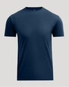 Navy Pima Cotton Blend Crew short sleeve t-shirt in solid navy blue, made from a soft cotton blend, designed as a comfortable men’s basics essential.