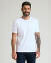 Man wearing Pima Cotton Blend Crew 4-Pack shirt and dark jeans.