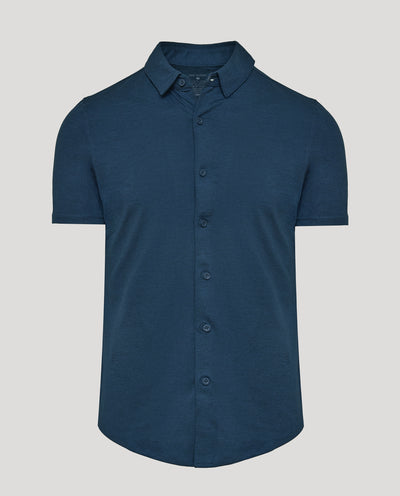 Comfort Knit Short Sleeve Shirt - Dark Heather Navy