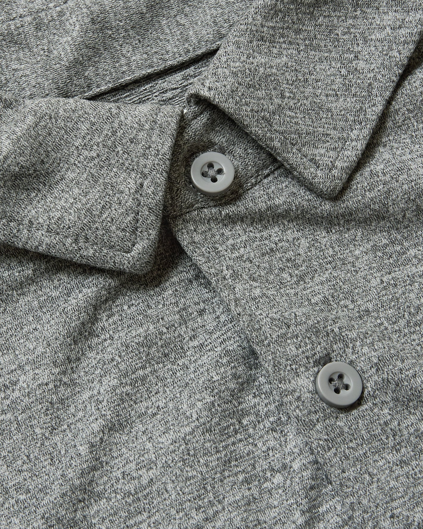 Heather Gray Short Sleeve Comfort Knit Shirt with collar and buttons.