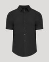 Black Performance Dress Shirt with short sleeves and a button front.