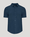 Navy Performance Dress Shirt, short-sleeve, button-front, collared, wrinkle-resistant.
