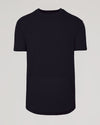 Black Curved Hem Classic Crew Neck T-shirt, front view.