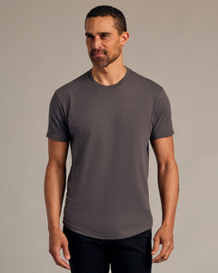 True ClassicCarbon Short Sleeve Curved Hem Crew