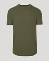 Military Green Curved Hem Classic Crew Neck T-shirt, short sleeves, crew-neck.