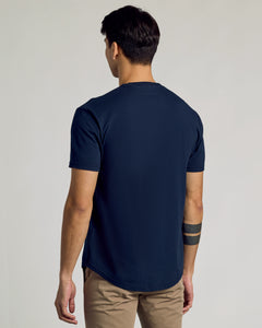 True ClassicNavy Short Sleeve Curved Hem Crew