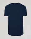 Navy Curved Hem Classic Crew Neck T-shirt, short-sleeved, tailored fit.