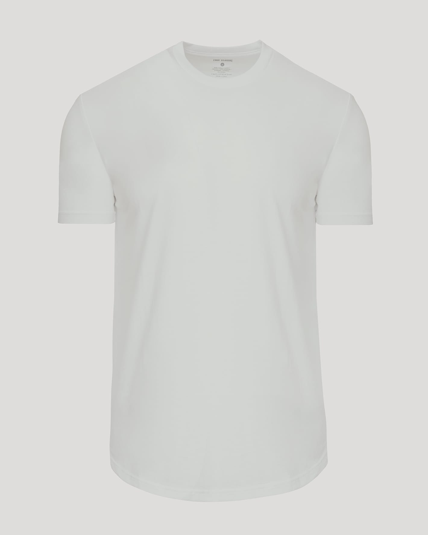 Vapor Curved Hem Classic Crew Neck T-shirt on light gray background.