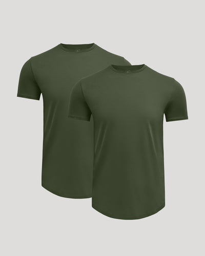 Pima Cotton Blend Crew ‑ Curved Hem