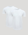 Pima Cotton Blend Curved Hem Crew 2-Pack: two white crewneck T-shirts.