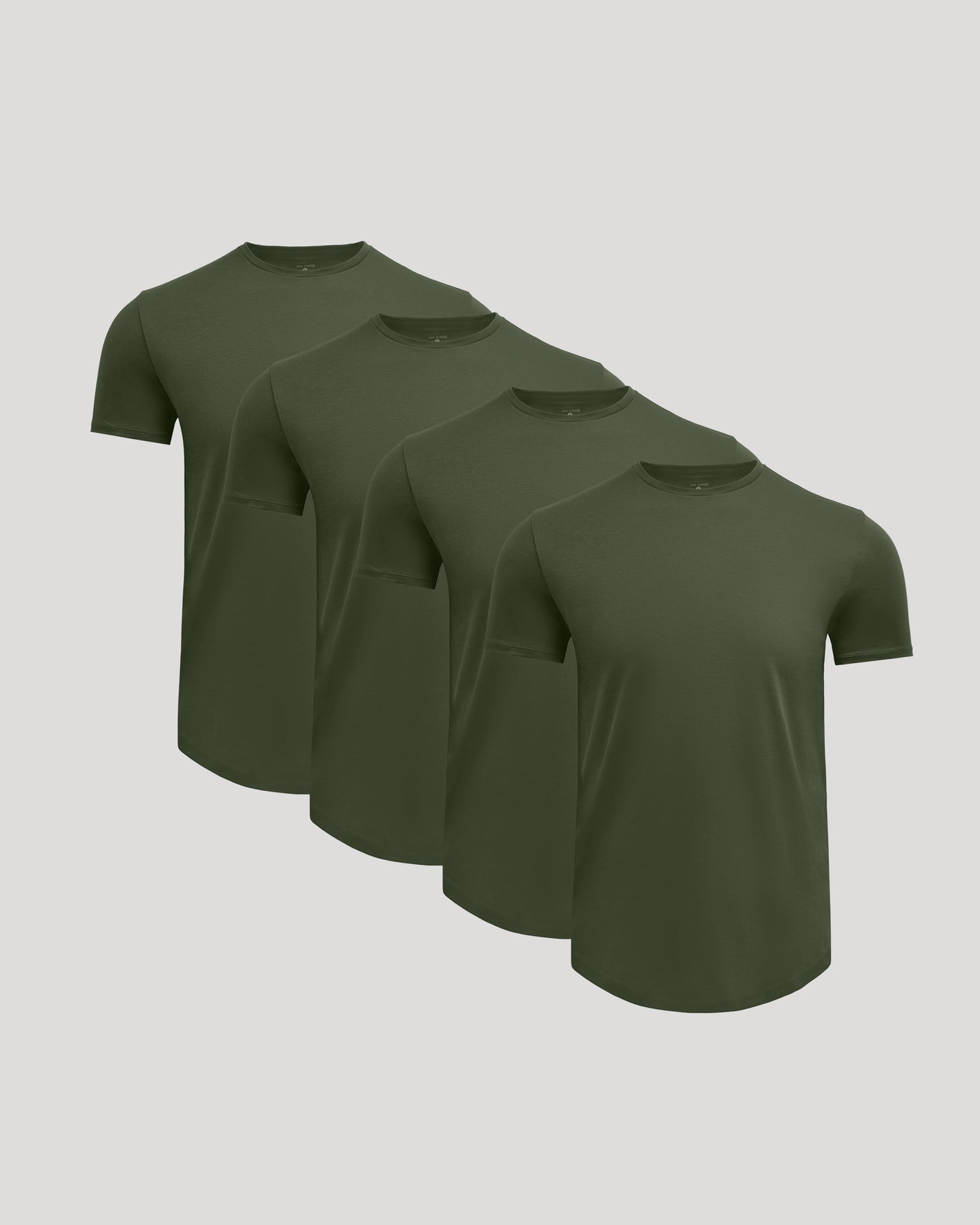 All Grove Pima Cotton Blend Curved Hem Crew 4-Pack, neatly arranged.