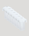All White Pima Cotton Blend Curved Hem Crew 7-Pack cascading display.