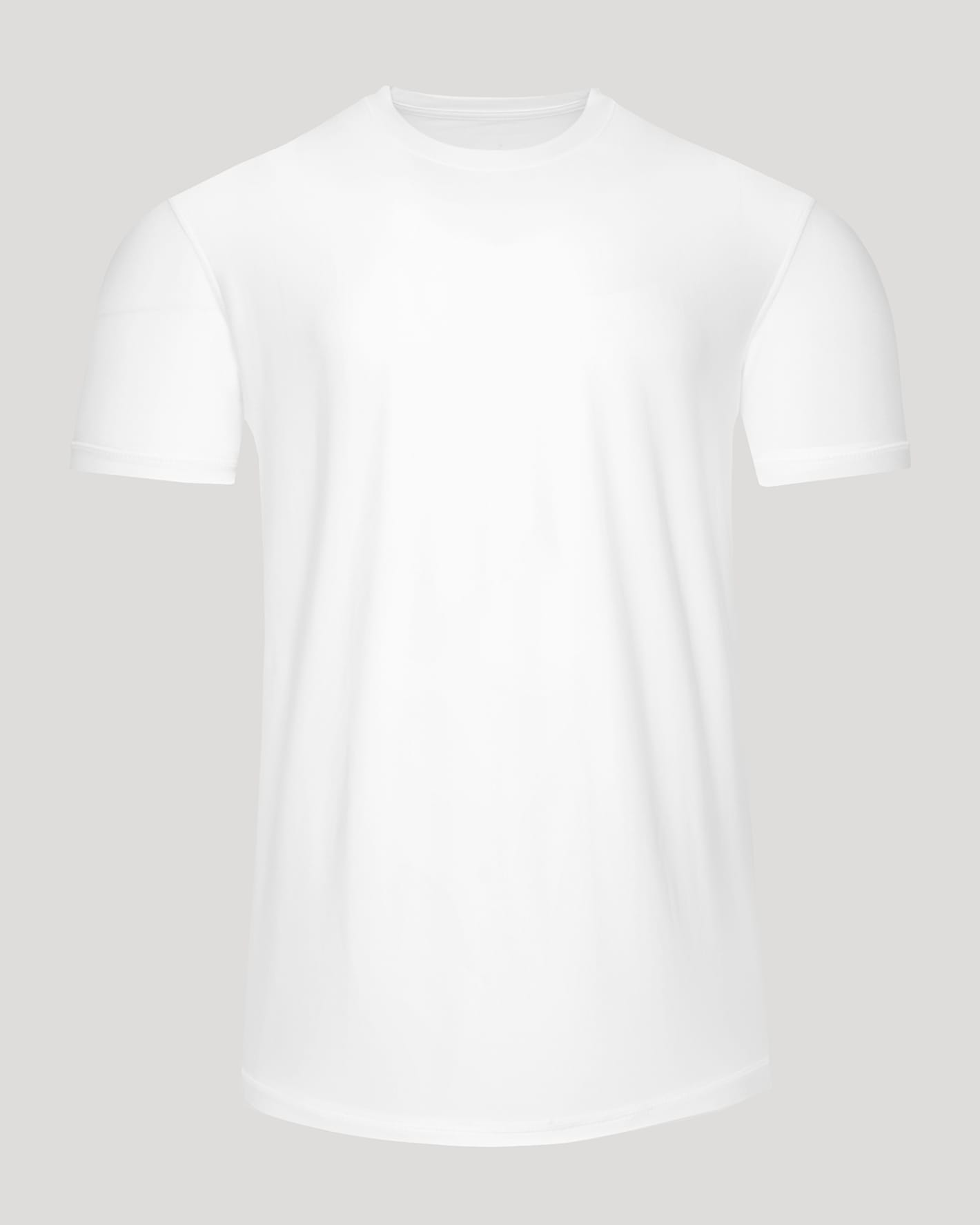 White t-shirt on a light gray background