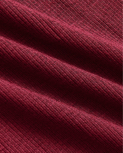 Ribbed 3/4 Sleeve Scoop Neck - Dark Maroon
