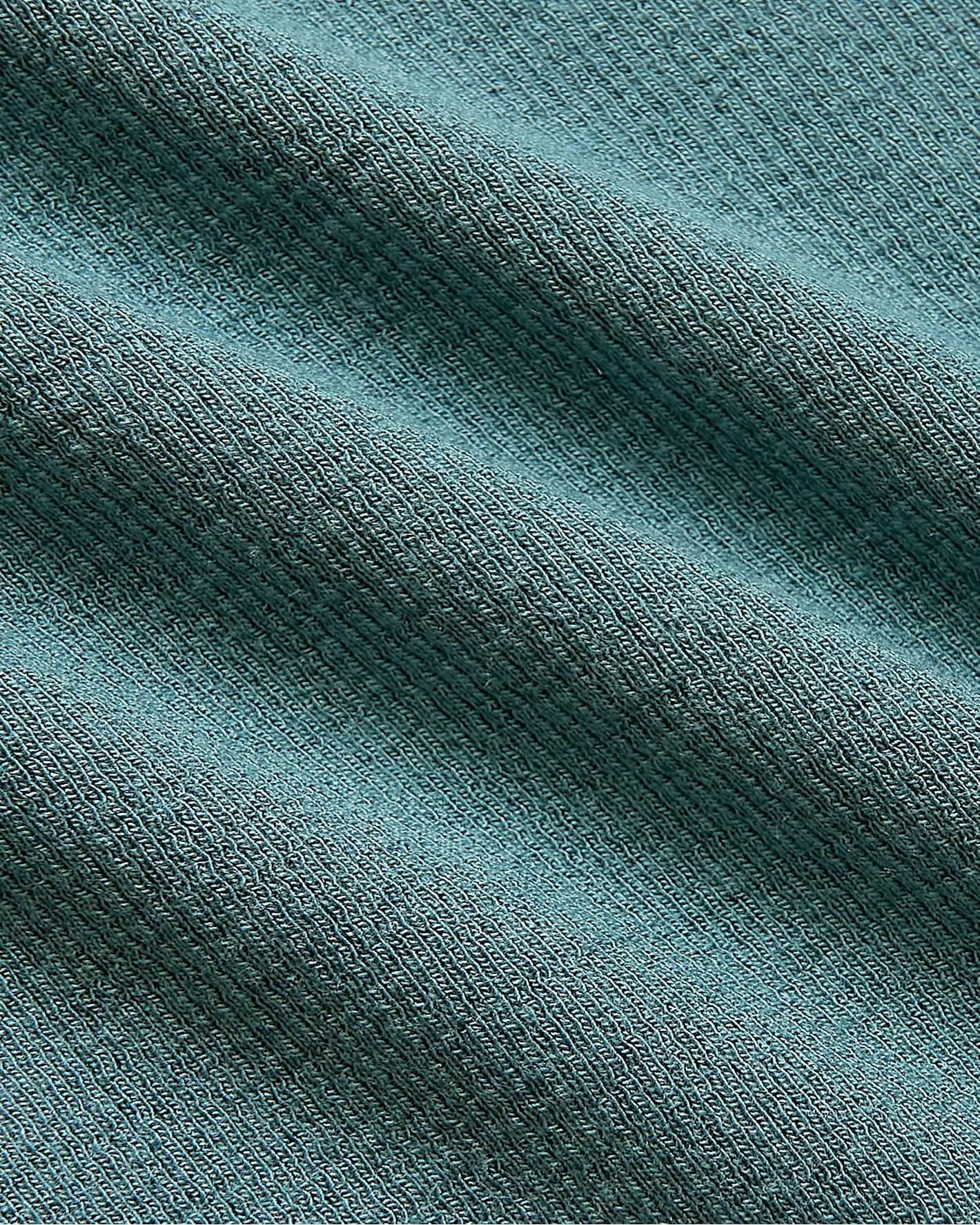 Womens Stormcloud Ribbed 3/4 Sleeve Scoop Neck Tee close-up knit detail.