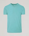 Dark Heather Oceanic Classic V-Neck, light teal, short-sleeved, premium fit.