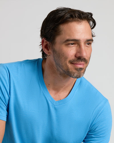 Classic V-Neck - Dark Heather Bahama Blue