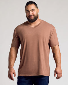 True ClassicDark Heather Sepia V-Neck Tee