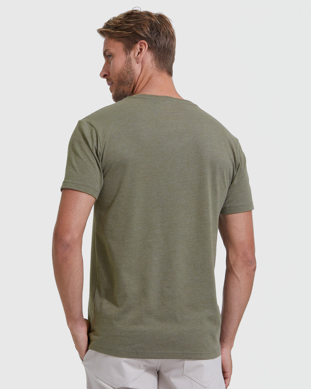 Heather Military Green V-Neck Tee