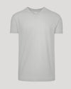 Steel Classic V-Neck, light-gray, short-sleeve, laid flat, front view.