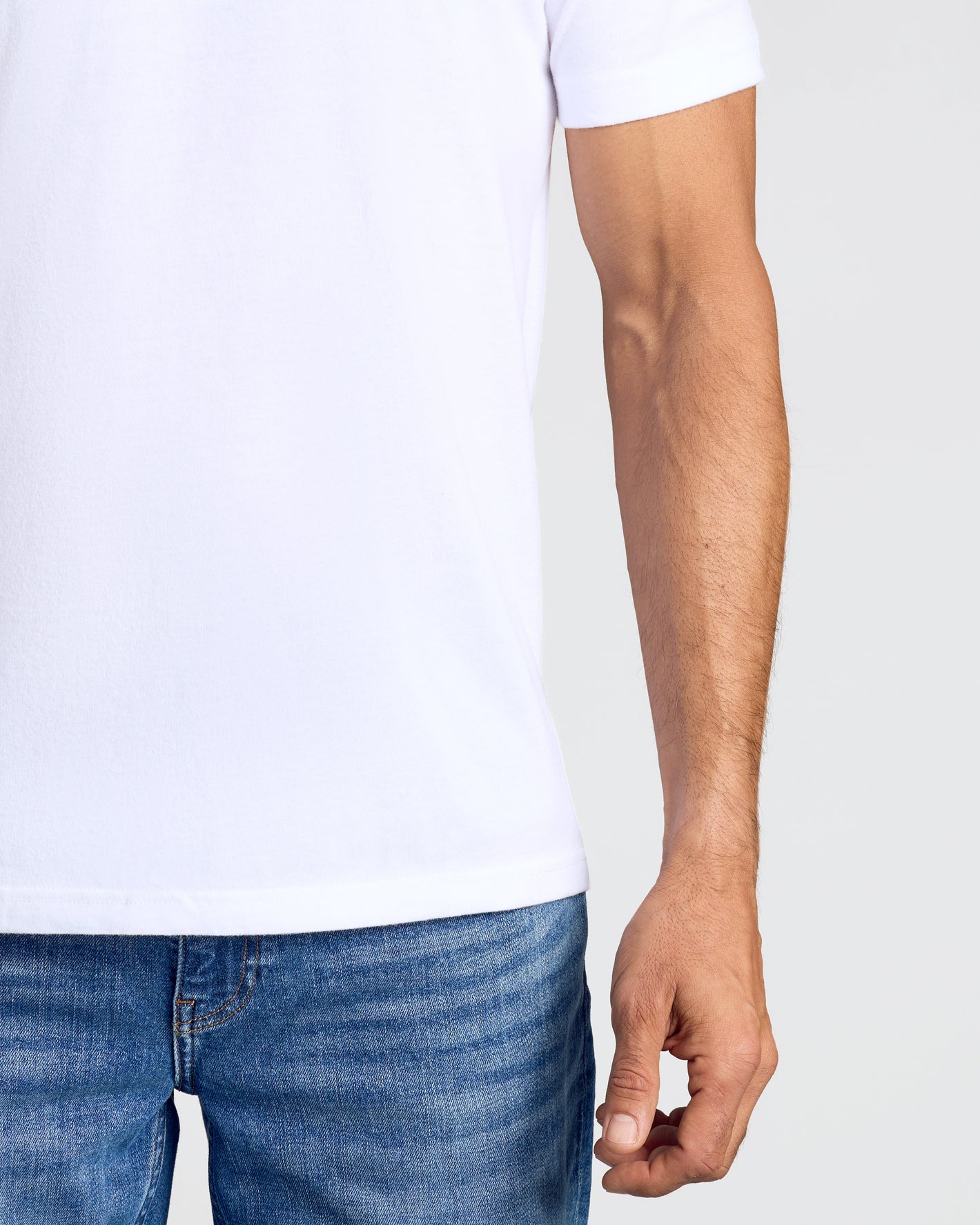 Man wearing White V-Neck from Black & White V-Neck 10-Pack.