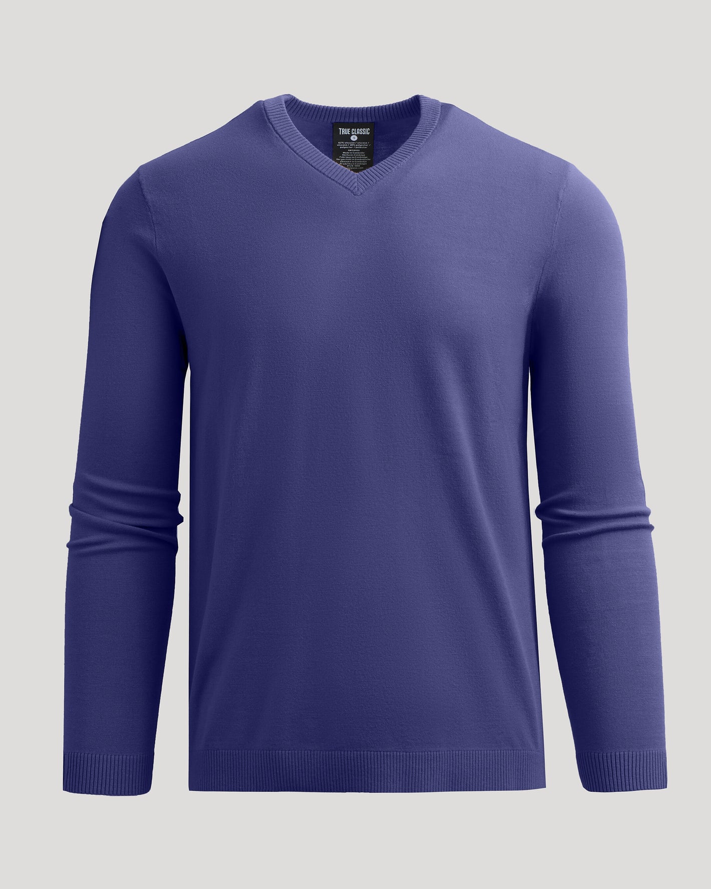 Blueberry Dressy V-Neck Sweater in deep blue, ultra-soft knit.