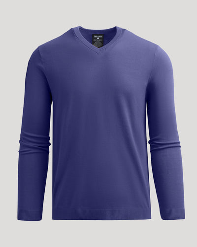 Dressy V-Neck Sweater - Blueberry