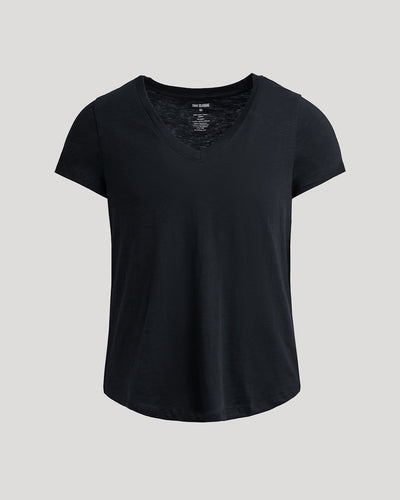 Relaxed Slub V-Neck - Black