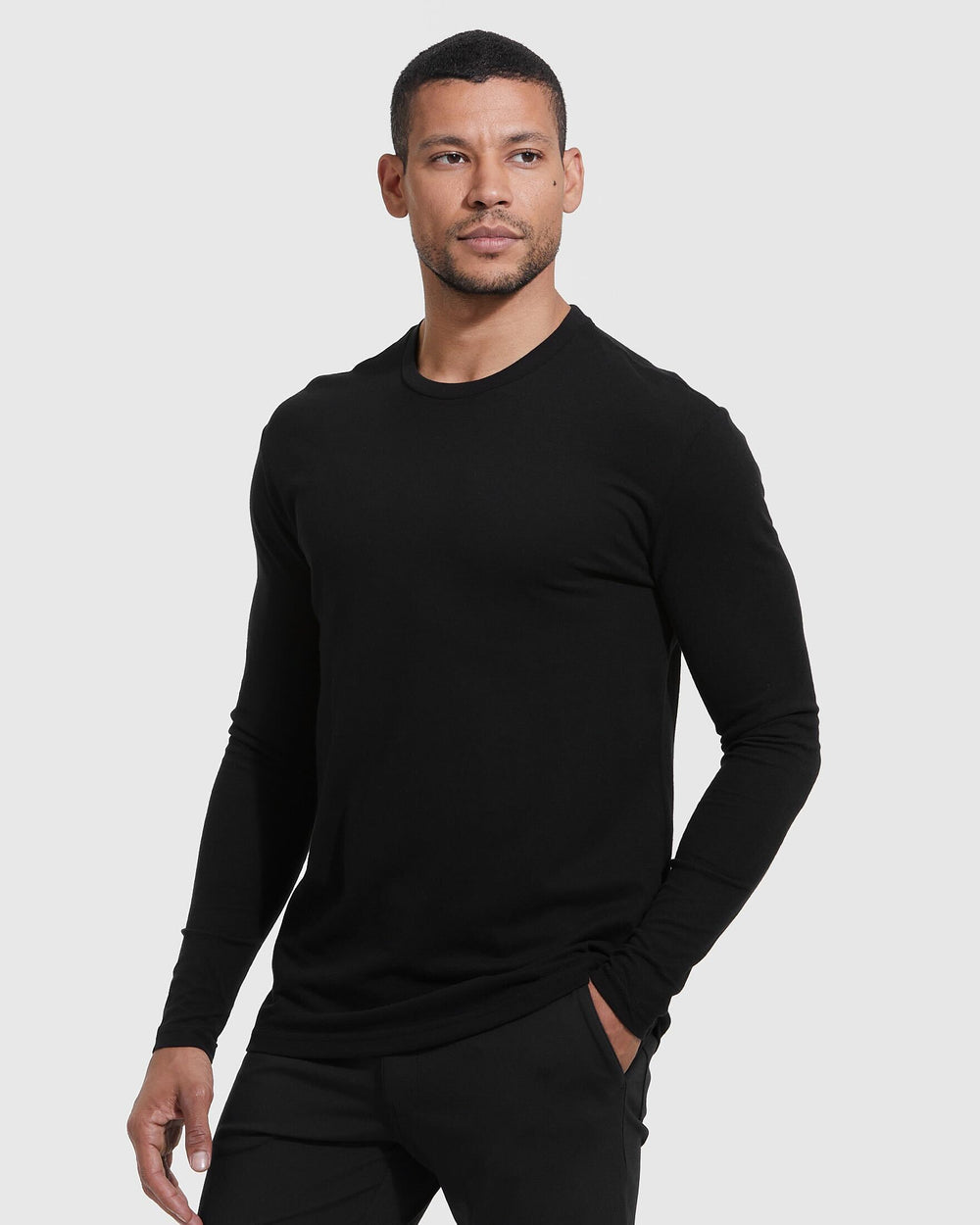 Black Long Sleeve Crew Neck Tee